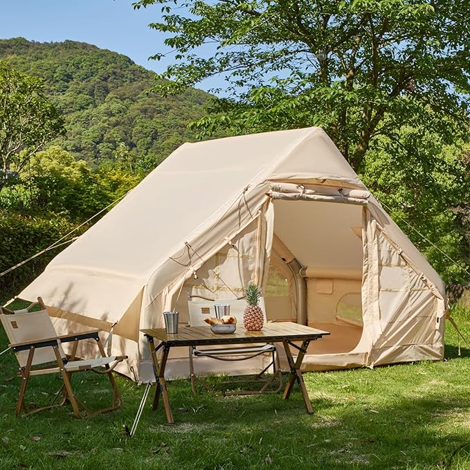 EROMMY 4/6/8/12 Person Inflatable Tent with Skylight 4 Season Blow Up Tents with Hand Pump for Outdoor Camping &amp Hiking Easy Set-up Windproof Sunproof Waterproof