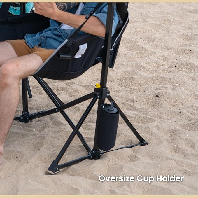 2-Pack Arrowhead Outdoor Folding Hammock Camp Chair with Detachable Footrest Stabilized Feet Padded Headrest and Seat Large Cup Holders 300 LBS Weight Capacity for Camping Beach Tailgating