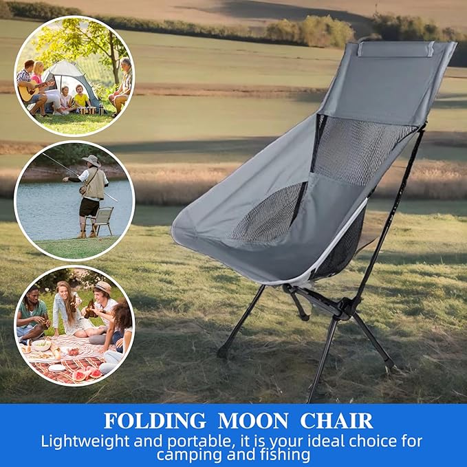 2 Pack Portable Camping Chair Backpacking Chair - Ultralight Folding Chair - Compact Lightweight Foldable Chairs for Hiking Mountaineering Beach-Navy Blue