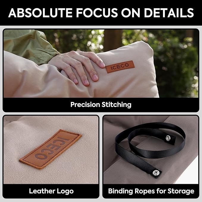ICECO Flannel Chair Cushion Camping Chair (only Cushion not Include Chair) Portable with Storage Bag