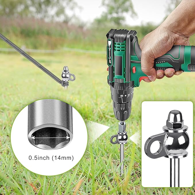 4 Pack Tent Stakes 12 Inch Heavy Duty Ground Anchors Full Welding Easy to Screw in and Reusable for Camping Tents Trampolines Sheds Swing Sets Securing Animals
