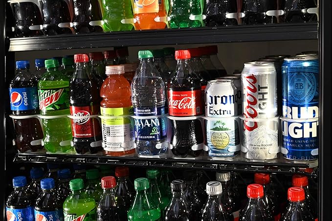 Visi-Slide 20oz Soda Beverage Dispenser - Gravity Fed Glide for Angled Shelves for Coolers Commercial Refrigerators Cold Vaults (Pack of 2) Drink Dispenser and Organizer for Cans Bottles and More