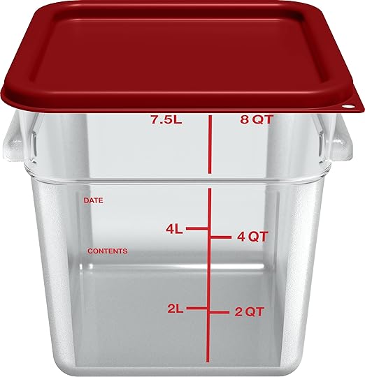 Carlisle FoodService Products Squares Square Food Storage Container with Stackable Design for Catering Buffets Restaurants Polycarbonate (Pc) 8 Quarts Clear