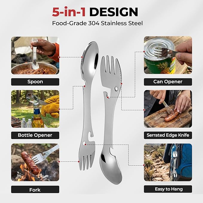 Alocs 9pcs Camping Cookware Kit Non-Stick Lightweight Camping Pots with 3200w Stove Igniter &amp Gas Canister Stand 5-in-1 Utility Spork for Hiking Solo Camping Backpacking Outdoor Cooking Pic