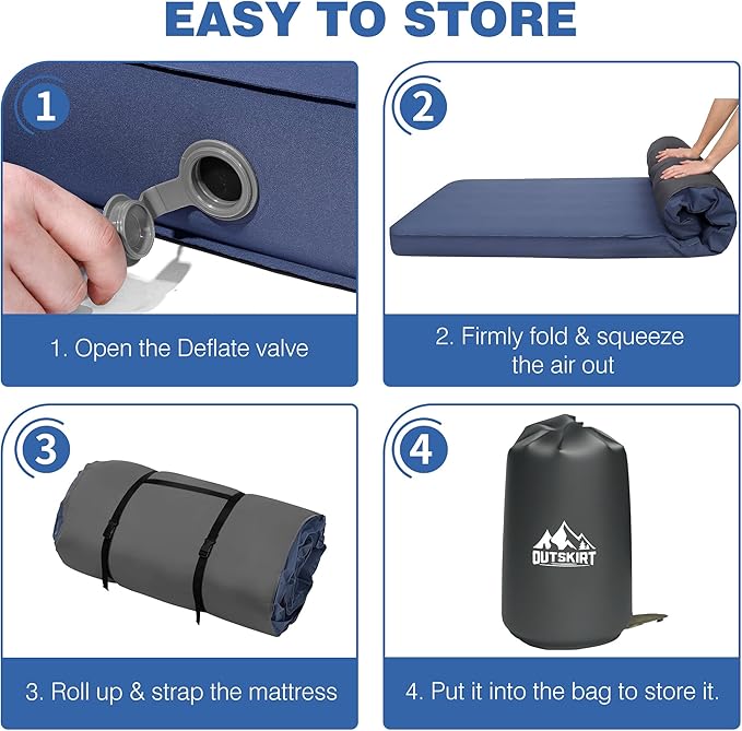OUTSKIRT Ultralight Self Inflating Sleeping Pad 4 Thick Camping Mattress with Pump Pack 9.5 R-Value Insulated Sleeping Mat Portable Camping Bed for Tent Car Truck or Van 4 Season Camp Mattress