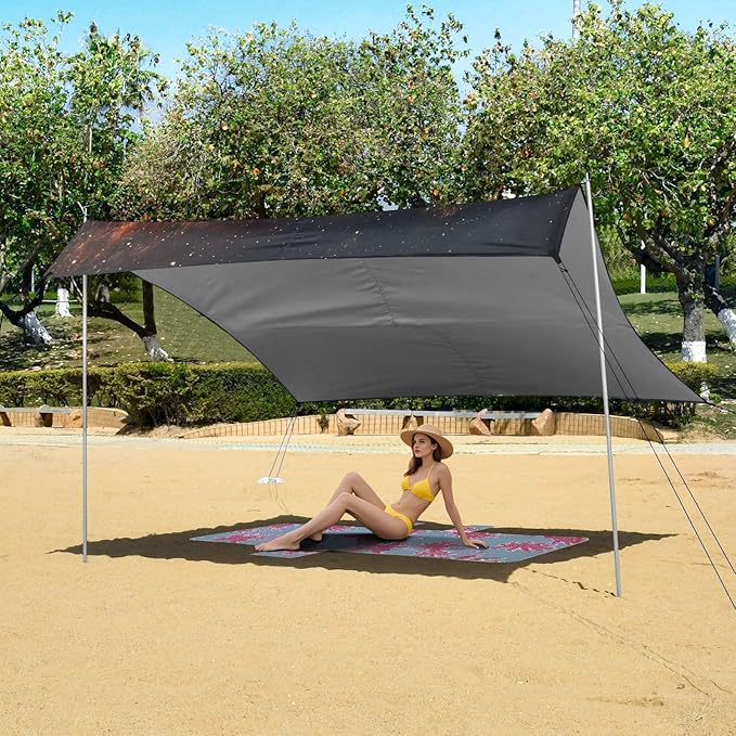 ALAZA Firing Basketball in Space Beach Tent Sun Shelter UPF50+ Protection Beach Shade Canopy w/ 4 Sandbags for Outdoor Camping Fishing Backyard Fun Picnic 10x9 ft
