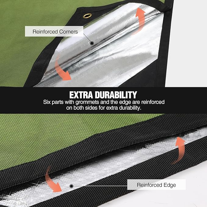 RedSwing 2-Pack Heavy Duty Survival Blanket Waterproof Emergency Thermal Tarp Multipurpose Reflective Insulated All Weather Blankets for Camping Hiking Green11.8 x 8.5 ft