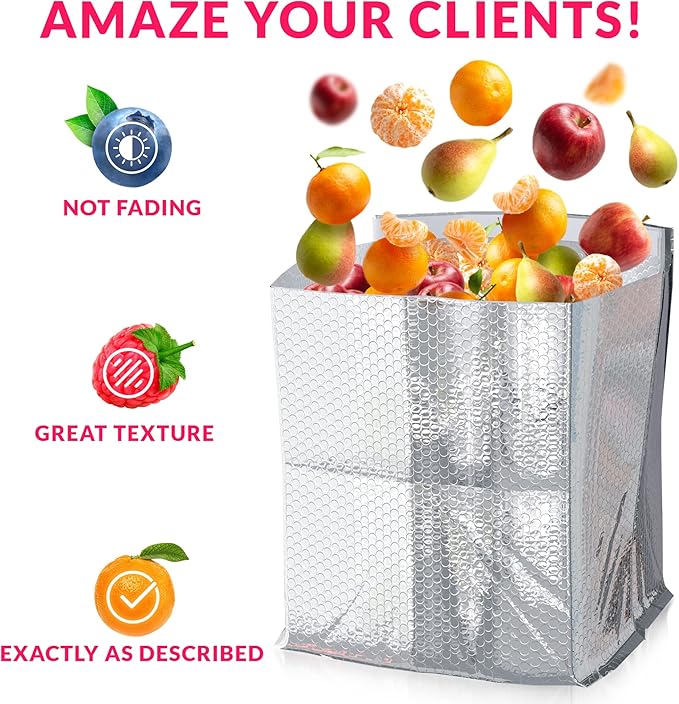 ABC PACK &amp SUPPLY 25 Pack Silver Foil Insulated Box Liners 6 x 6 x 6 inches. Shipping Boxes for Frozen Food Odorless Insulated Containers. Leakproof Cold Shipping Boxes for Frozen Fish Meat