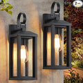 Large Outdoor Wall Light Fixtures 2-Pack Anti-Rust Porch Lights with Tempered Glass 17 Modern Farmhouse Black Exterior Lighting Fixtures Waterproof Outside Sconce Coach Lights for Garage House