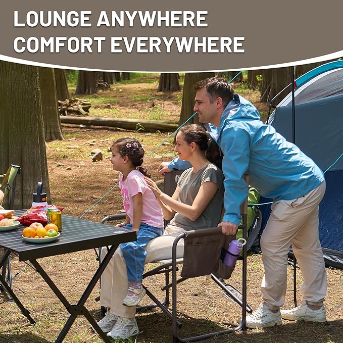 Timber Ridge XXL Director’s Chair – Heavy Duty Folding Camping Chair for Adults 500lb Capacity Extra Wide Padded Seat for Camping Sports Lawn Courtyard and Outdoor Use Tan