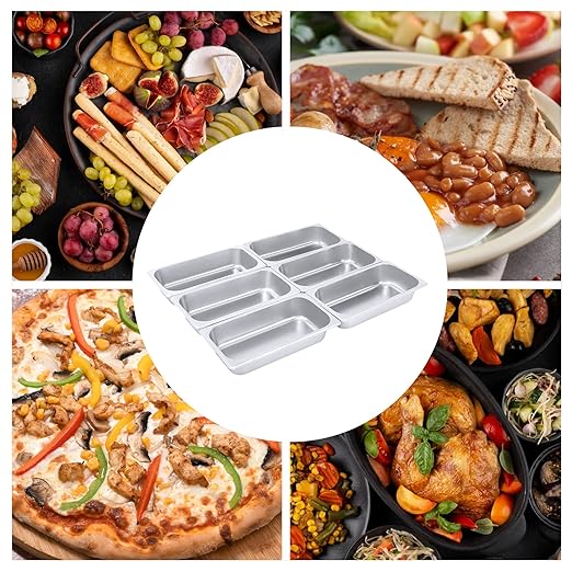 LOYALHEARTDY Steam Table Pan 6 Pack Pans 1/3 Size 2.5 Deep Commercial Hotel Pan 201 Stainless Steel Catering Food Pan Restaurant Supplies for Party Buffet and Event Catering