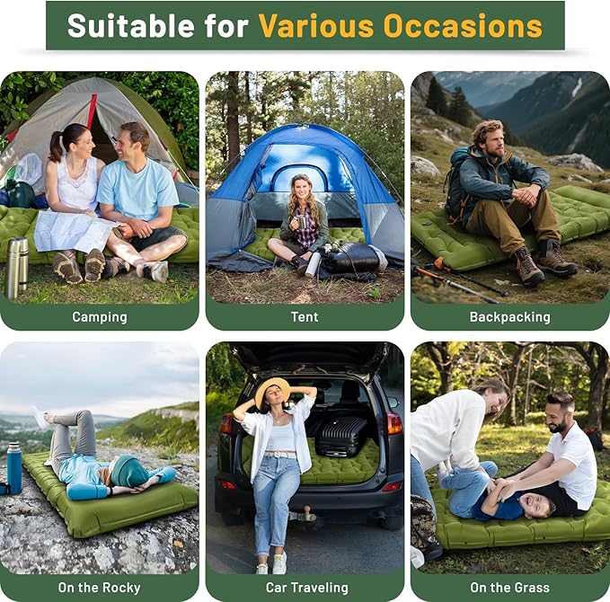 Sleeping Pad for Camping 6 Extra Thick Camping Sleeping Pad with Pillows &amp Built-in Foot Pump Ultralight Inflatable Sleeping Pads Compact for Travel Tent Hiking Camping Backpacking Car Camp Gea