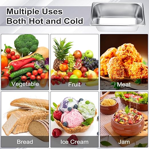8 Pack Stainless Steam Hotel Pan 6 Deep Steam Table Pan with Lid 0.8 mm Thick Stainless Steel Restaurant Anti Clogging Steamer for Party Restaurant Hotel(1/3 Size)