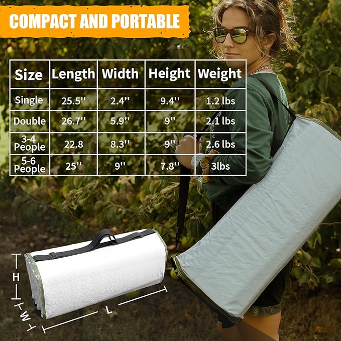 Foam Sleeping Pad for Camping - AYAMAYA Foldable Camping Mattress for 1/2/3/4/5/6 Person Extra Thick Waterproof Tent Footprint Inner Camping Mat for Outdoor Backpacking Hiking Picnic Camping