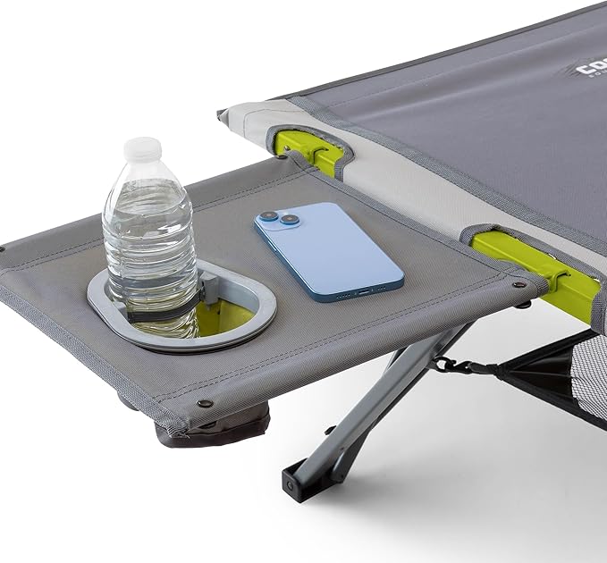CORE Folding Camping Cot | Extra Wide Heavy Duty Camp Cot with Removable Side Table &amp Mesh Gear Loft | Folding &amp Portable Camp Bed with Carry Bag | Supports 300 lbs