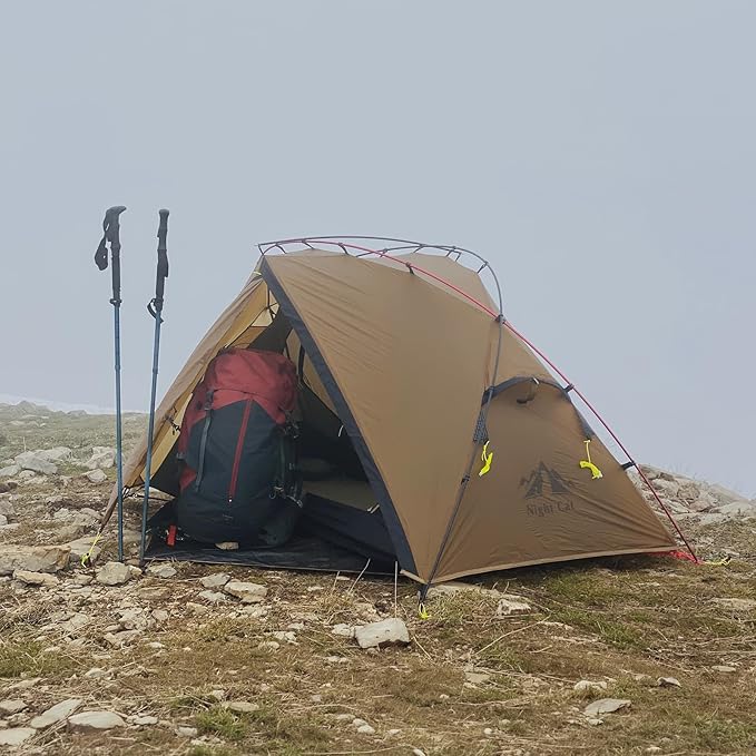 Night Cat Ultralight Backpacking Tent: Waterproof Lightweight Two People Camping Tent for Outdoor Hiking Trekking with Double Layers Aluminum Poles and Footprint