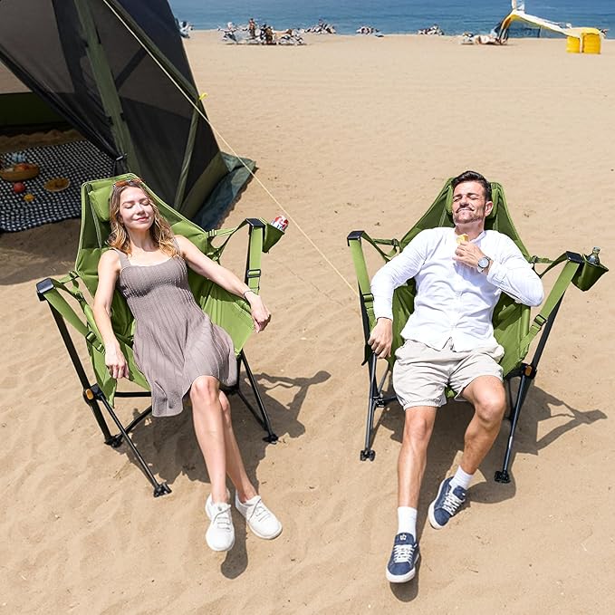 TIMBER RIDGE Hammock Camping Chair with Adjustable Backrest Heavy Duty Folding Hammock Chair Supports 300lbs Portable Hammock Chair for Camping Travelling and Patio Green