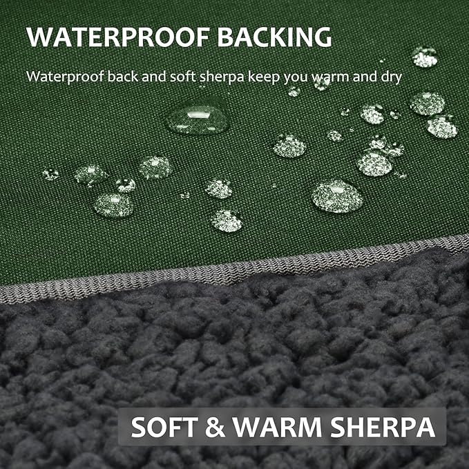Tirrinia Large Waterproof Outdoor Blanket Soft Warm Windproof Stadium Blanket with Sherpa Fleece and Foldable for Outdoor Sport Baseball Football Beach Concerts Car