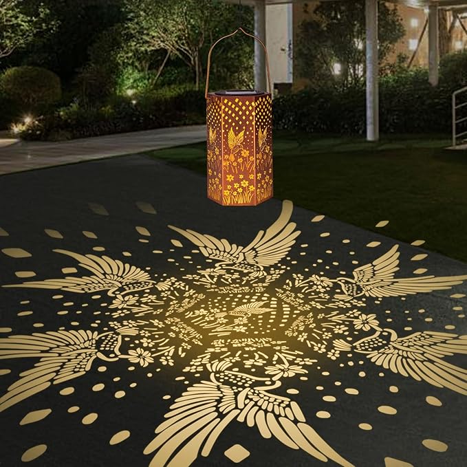 2 Pack Hummingbird Solar Lanterns Outdoor Waterproof - Mothers Day Gifts for Mom Grandma Birthday Gifts for Women Solar Lights Outdoor Garden Decor for Outside