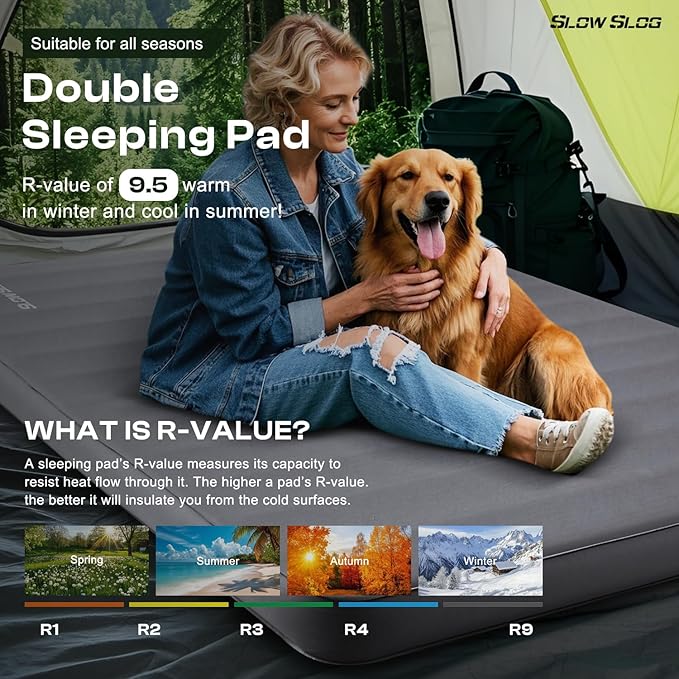 Self-Inflating Sleeping Pad with Portable Electric Air Pump 4in Thick Memory Foam Camping Mattress for Tent Cot &amp Car Travel Fast Inflate &amp Deflate Camping Pad