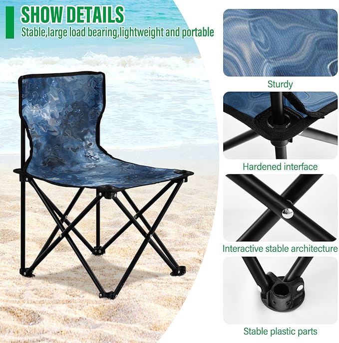 Silver and Blue Dreams Collapsible Backpack Beach Chairs for Adults Lightweight Backpacking Chair Carry Bag Included Fishing Chair for Sports Indoor