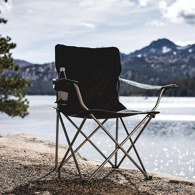 PICNIC TIME Personalized PTZ Camp Chair Custom Outdoor Camping Chair Beach Chair with Carrying Bag (Black)