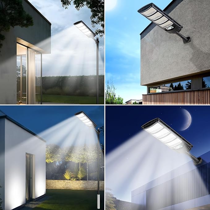 Solar Street Lights Outdoor Waterproof LED Dusk to Dawn Solar Light Flood Lights with Motion Sensor and Remote Control for Exterior Wall Patio Yard Deck GardenParking Lot Lights(2-Pack)