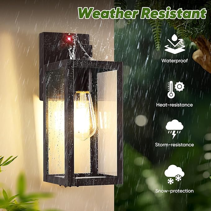 2-Pack Upgraded Motion Sensor Outdoor Wall Lights 13” Dusk to Dawn Porch Lights Outdoor Wall Sconce Lanterns 3 Lighting Modes Exterior Lighting Fixtures Brown Outside Lights for House Patio Garage
