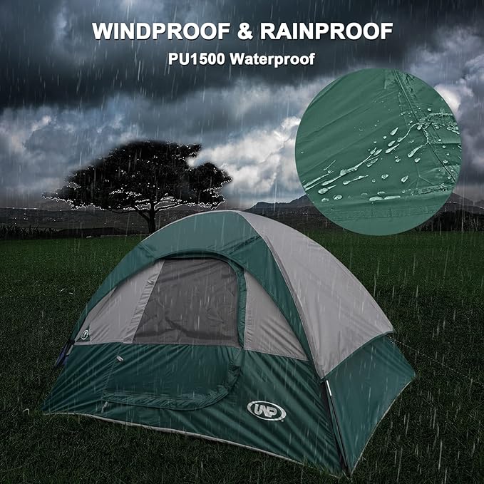 Camping Tent 2-4 Person Waterproof Windproof Tent with Rainfly Easy Set up-Portable Dome Tents for Camping…