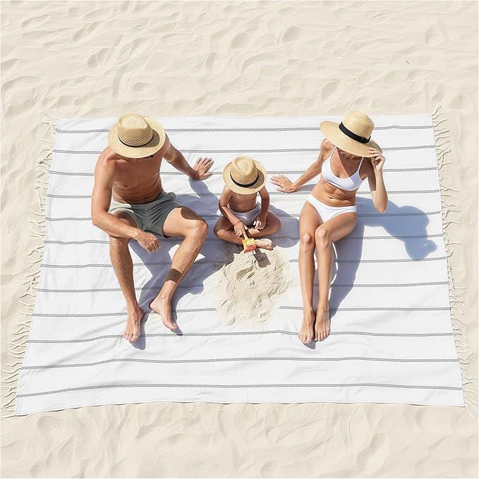 Turkish Beach Towel Pool Throw Blanket Sandproof Fast Dry Thin Extra Large Outdoor Law Park Mat Car Travel Essentials Europe Mexico Road Trip Summer Vacation Stuff Outside Accessories Camping Gear
