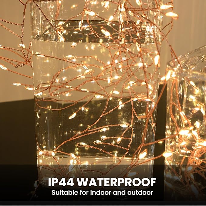 Dailyart Fairy Lights Plug in 2000 Led Twinkle String Light with Remote 130Ft Waterproof 8 Modes Warm Cluster Lights with Timer for Bedroom Wreath Window Wedding Christmas Tree DecorationGold Wire