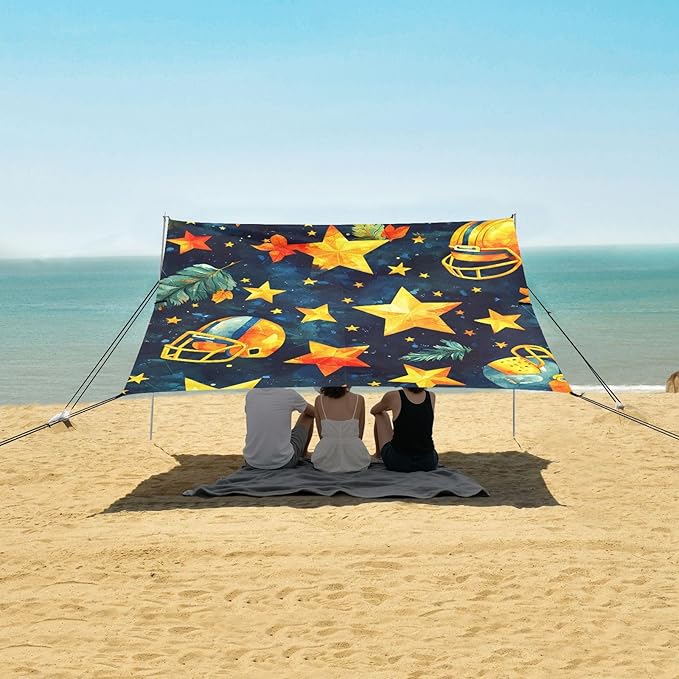Rugby Pattern (59) Camping Sun Shelter Beach Tent Portable Beach Sun Shade Outdoor Canopy for Camping Trips Fishing Picnic