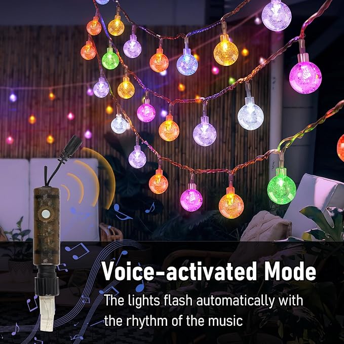 39FT Outdoor String Lights 68 LED Patio Lights with Remote Control Voice-Activated &amp Music Sync Mode 16 Color-Changing Modes Waterproof for Patio Garden Party Decor