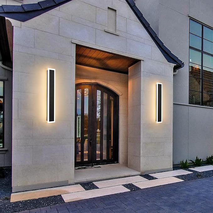 2-Pack Modern Outdoor Lights Led Exterior Light Fixture 23.6in Porch &amp Patio Light 3000-6000K Frosted White Acrylic Outdoor Sconce Watetproof Suitable for Garage Entry House