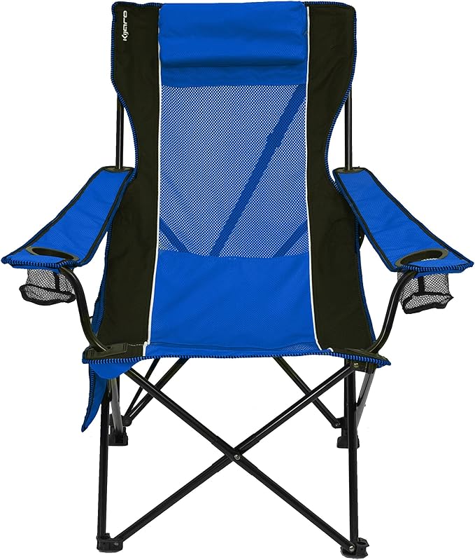 Kijaro Sling Folding Camping Chair - Enjoy The Outdoors in This Outdoor Chair with a Built-in Cup Holders and Side Organizer OR Side Cooler - Includes a Detachable Pillow
