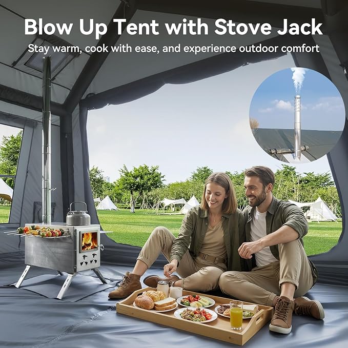Inflatable Blow Up Tents for CampingWaterproof Oxford Hot Tent with Manual PumpSpacious Easy Setup Inflatable Camping Air Tent for Family Glamping