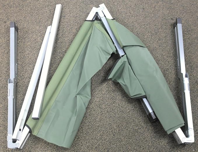 Genuine Issue US Army Military G.I. Folding Cot Olive Drab with Aluminum Frame