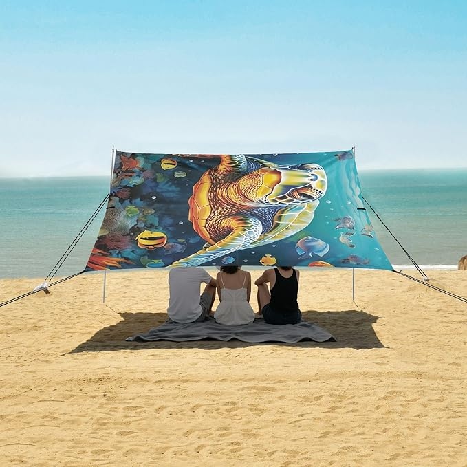 Sea TurtleCamping Sun Shelters 9.2 x 10.5 FT Beach Canopy Tent Sun Shade with Carrying Bag for Camping Trips Fishing Backyard Fun or Picnics 21341820