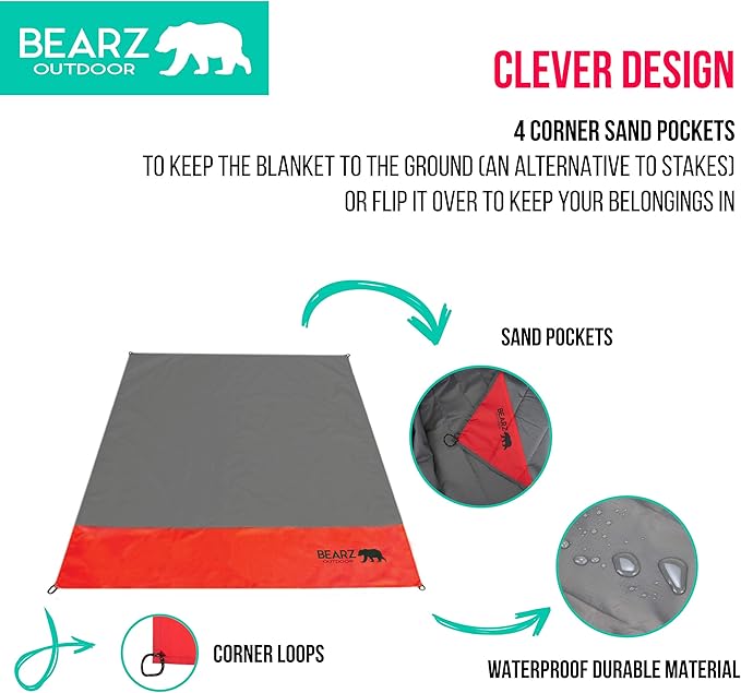 Pocket Blanket - Beach Blanket Waterproof Sandproof Picnic Blankets Waterproof Foldable Lightweight &amp Compact for Hiking Camping Travel Festival Accessories