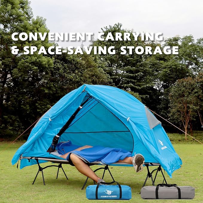 4-in-1 Camping Cot Tent Foldable Elevated Tent Set for 1 Person to Use Elevated Camping Bed Tent for Outdoor Hiking Camping