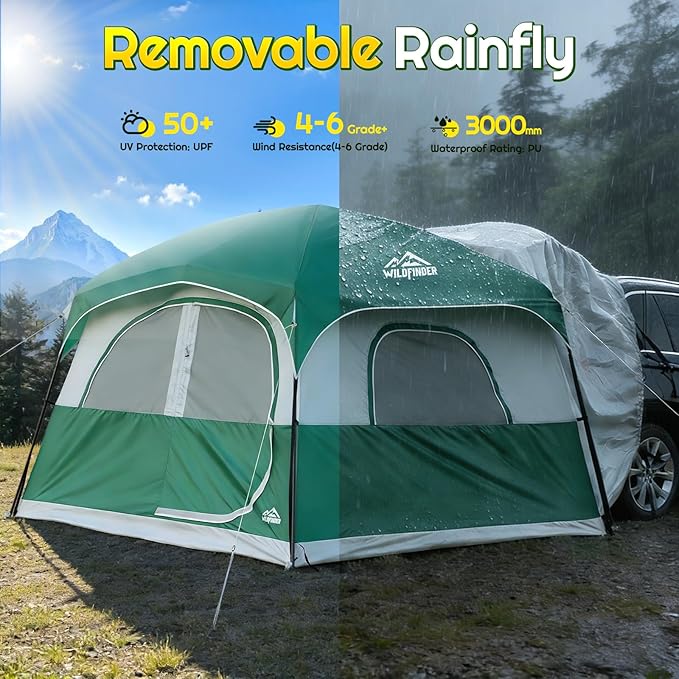 SUV Tent for Camping 10x9ft Large Car Tent with PU3000 Waterproof Universal Tailgate Tent Compatible with SUV CUV Minivan Easy Setup Standalone Sheller for Outdoor Travel