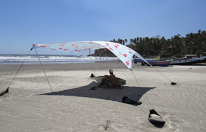 Neso Grande Portable Beach Tent Sun Shelter - Lightweight Beach Shade Canopy - Easy Setup for Family Outings - Patented Reinforced Corners - UPF 50+ Sun Protection - 7ft Tall 9 x 9ft