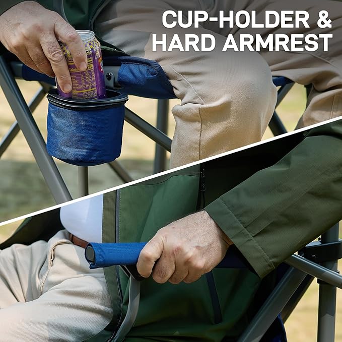 EVER ADVANCED 2 Pieces Tall Camping Camping Directors Chair with Cup Holder 31 Bar Height Folding Chair for Camping Sports with Carry Bag Mesh Pockets and Footrest Heavy Duty 300 lbs Blue