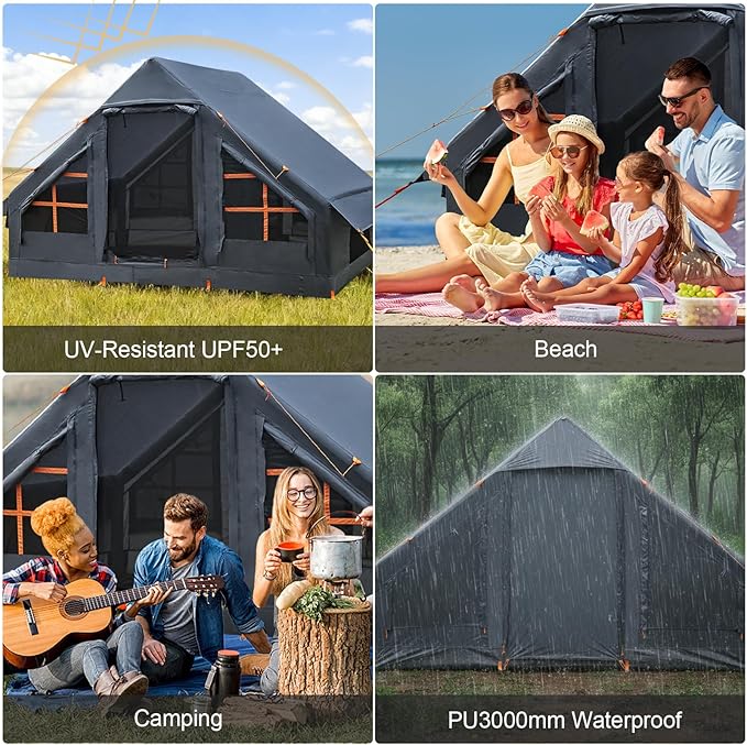 Inflatable Tents for CampingEasy Blow Up Tent with Hand Pump4 Seasons Waterproof Air Inflatable Camping Tent House for Family Weekend Camping