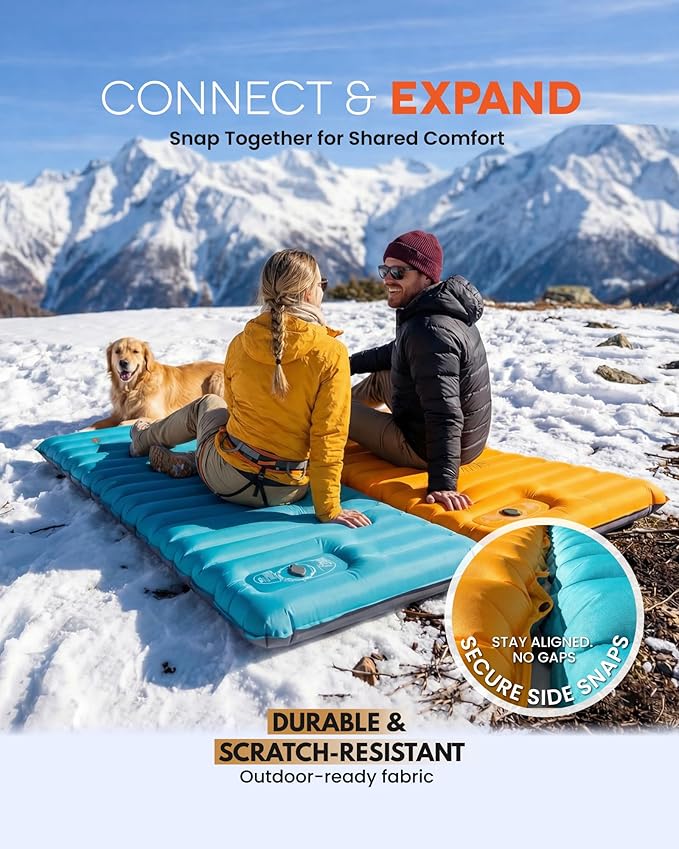 ZOOOBELIVES Inflatable Camping Sleeping Pad 4-Inch Thick Full Air Support No Bottoming Out for Side Sleepers Camping &amp Backpacking Mattress with Built-in Foot Pump Durable &amp Compact – Airl