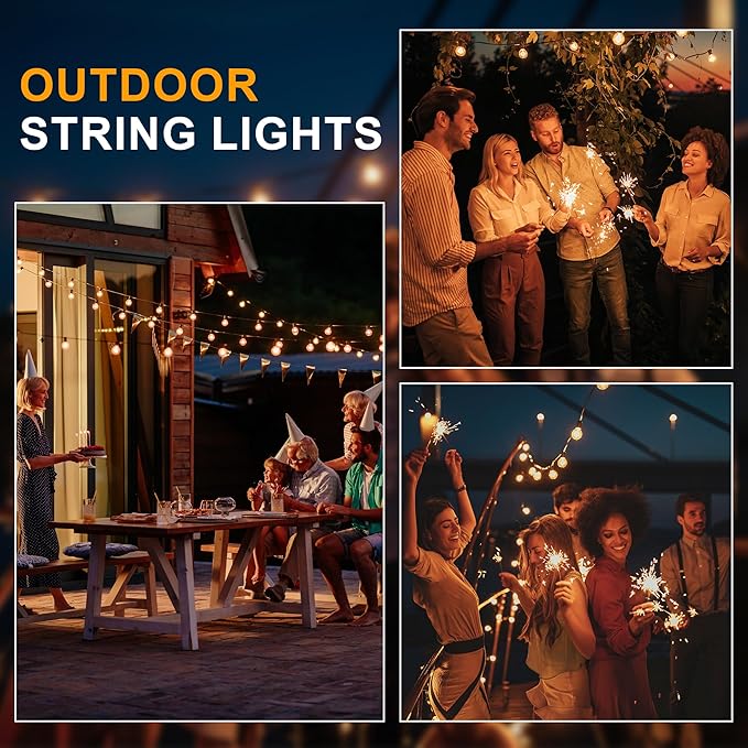 Outdoor String Lights 100FT 4-Color LED Patio Lights with 50 Shatterproof G40 Globe Bulbs Waterproof Hanging Lights for Outside Backyard Porch Balcony Gazebo 2700K/3000K/4000K/6000K