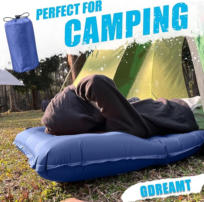 Inflatable Camping Sleeping Pad with Pillow Extra Thickness 4 Inch Sleeping Mat with Built-in Pump Compact &amp Ultralight Camping Air Mattress for Backpacking Hiking Tent Traveling