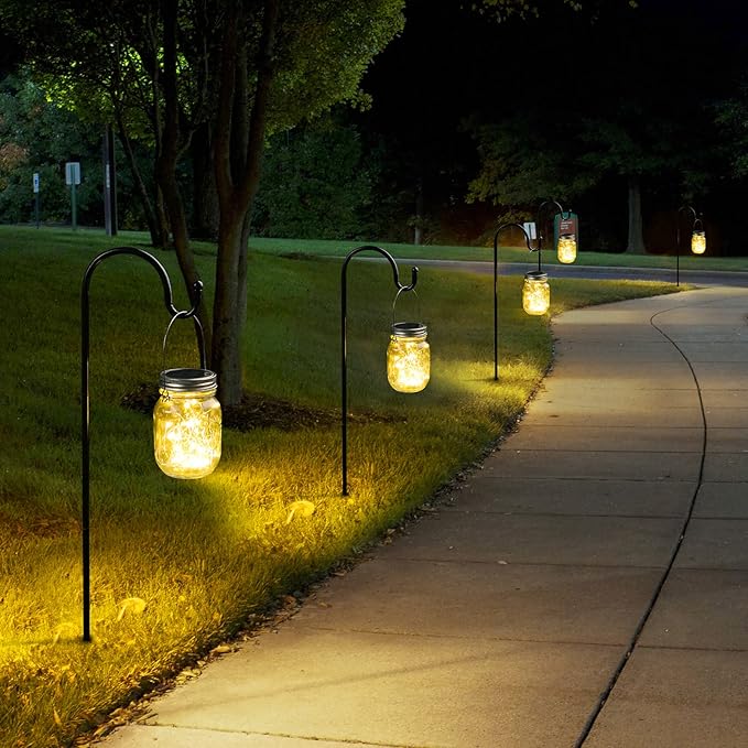 Mlambert Mason Jar Solar Lights -30 LED 6 Pack Hanging Solar Lanterns Outdoor Waterproof Fairy Lights for Patio Garden Warm White