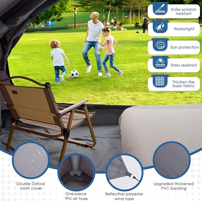 Inflatable Camping Tent with Electric Air Pump - 420D Heavy Duty Oxford - 5 Min Auto-Inflation - Panoramic Stargazing Skylight - 4 Season Luxury Glamping Cabin 4-10 Person Multiple Sizes