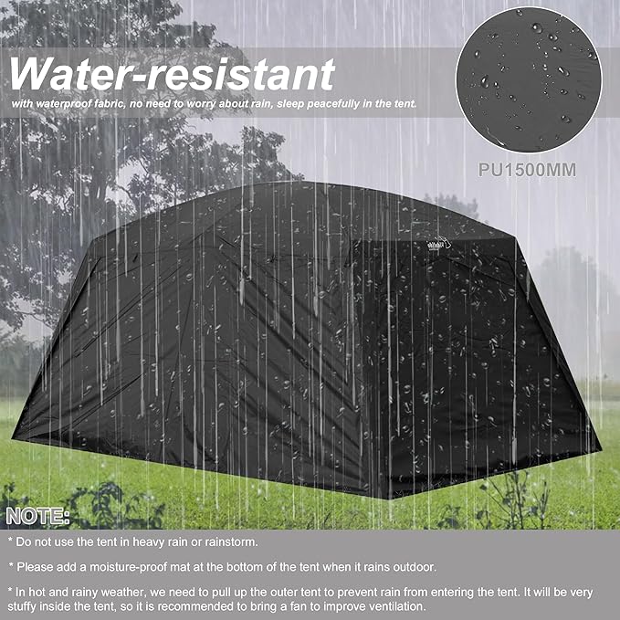 Vidalido 4-6 Person Camping Tent with 3 Door 2 Room Large Family Cabin Tents Double Layer Waterproof Portable Glamping Tent Big Tents for Outdoor Camping Hiking and Backpacking